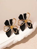 Contrast Metal Flower Stud Earrings