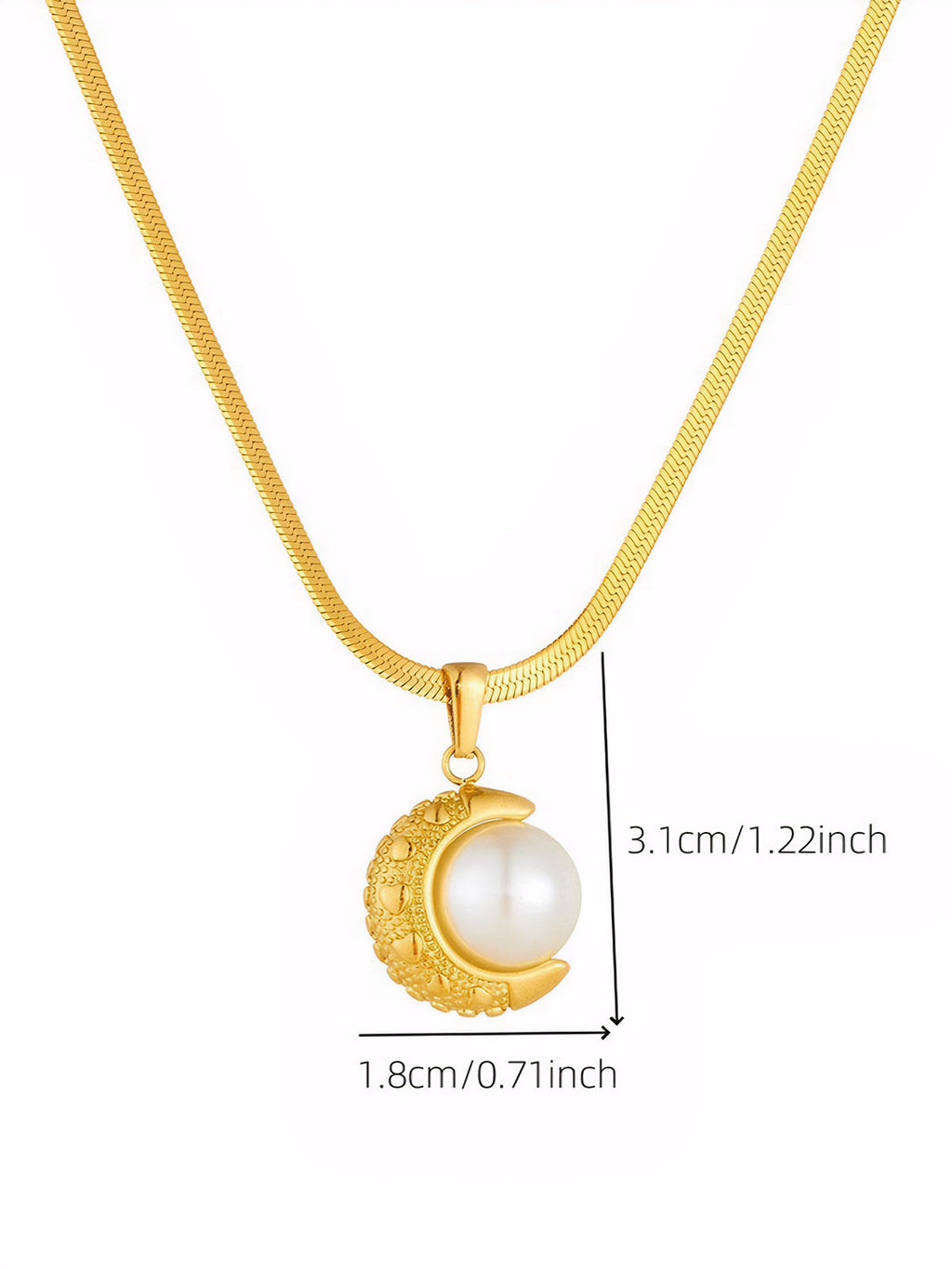 White Pearl Style Geometry Disc Necklace